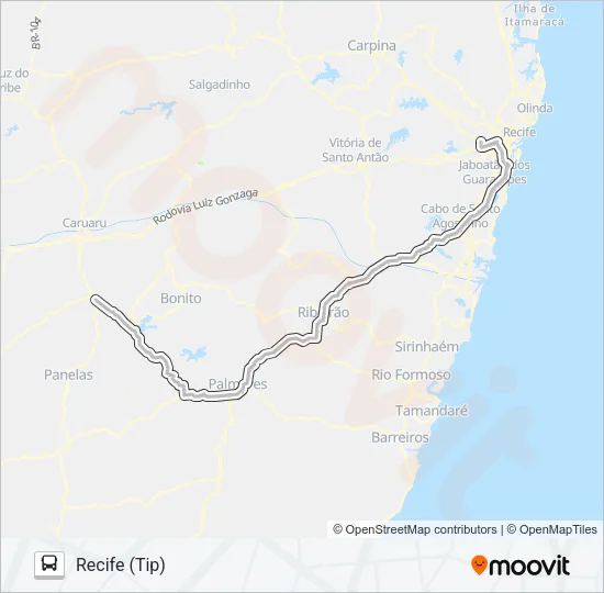 1103 RECIFE - AGRESTINA Bus Line Map