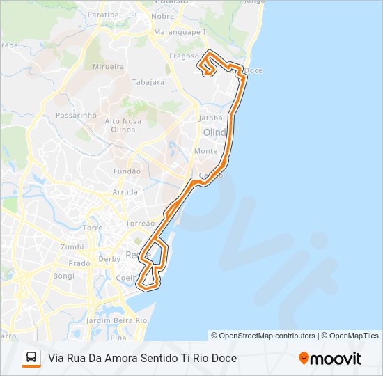 Mapa da linha 1983 TI RIO DOCE (PRINCESA ISABEL) de ônibus
