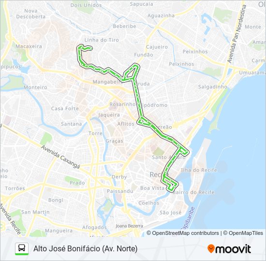 Mapa da linha 714 ALTO JOSÉ BONIFÁCIO (AV. NORTE) de ônibus