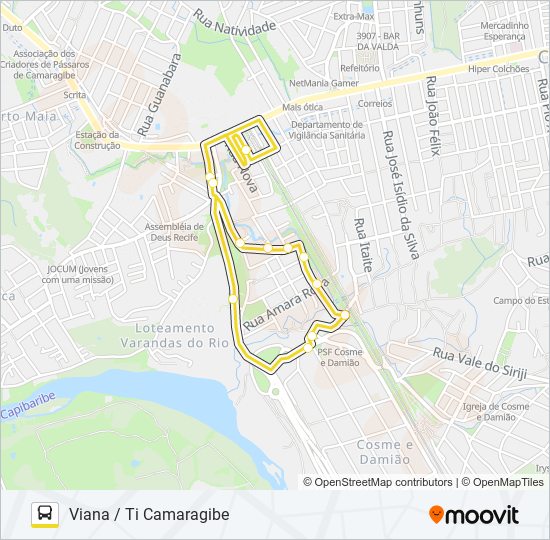 Mapa da linha 2456 VIANA / TI CAMARAGIBE de ônibus