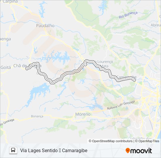 Mapa da linha 815 CHÃ DE ALEGRIA - CAMARAGIBE de ônibus