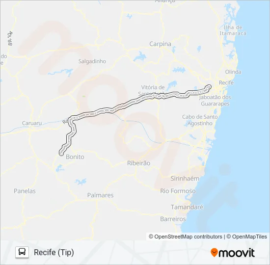 804 SÃO JOAQUIM DO MONTE - RECIFE Bus Line Map