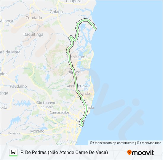 Mapa da linha 19001 PONTA DE PEDRAS - RECIFE de ônibus