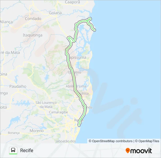 19001 PONTA DE PEDRAS - RECIFE Bus Line Map