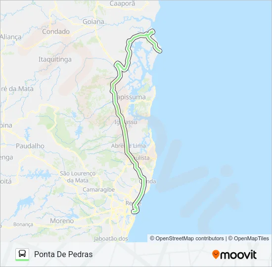 19001 PONTA DE PEDRAS - RECIFE Bus Line Map