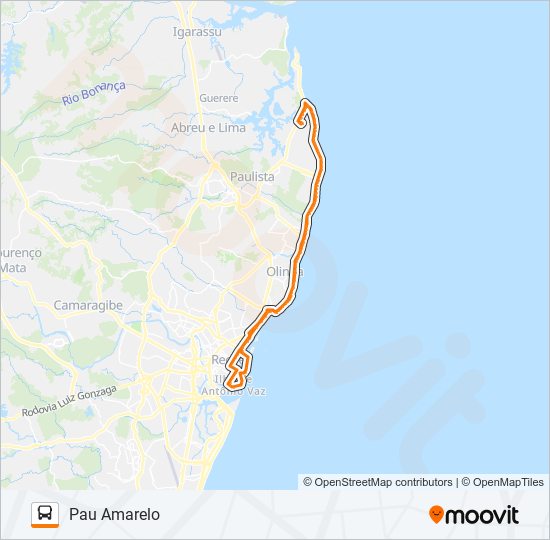 Mapa de 1992 PAU AMARELO de autobús