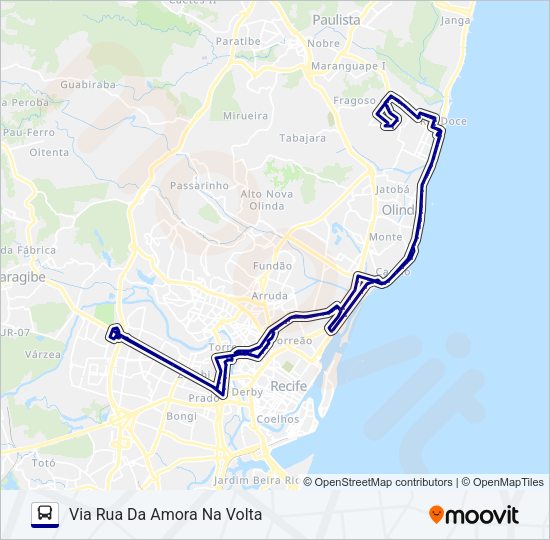 Mapa da linha 2920 TI RIO DOCE / TI CDU de ônibus