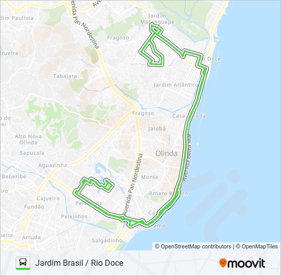 Mapa da linha 884 JARDIM BRASIL / RIO DOCE de ônibus