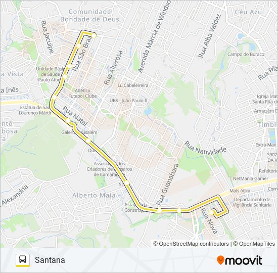 Mapa da linha 2478 SANTANA / TI CAMARAGIBE de ônibus