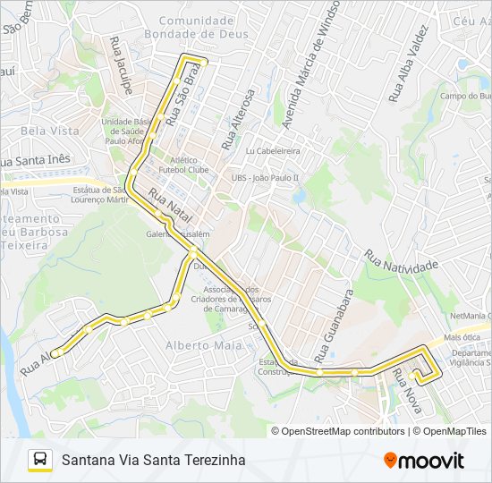 Mapa da linha 2478 SANTANA / TI CAMARAGIBE de ônibus