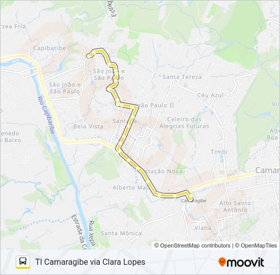 Mapa da linha 2478 SANTANA / TI CAMARAGIBE de ônibus