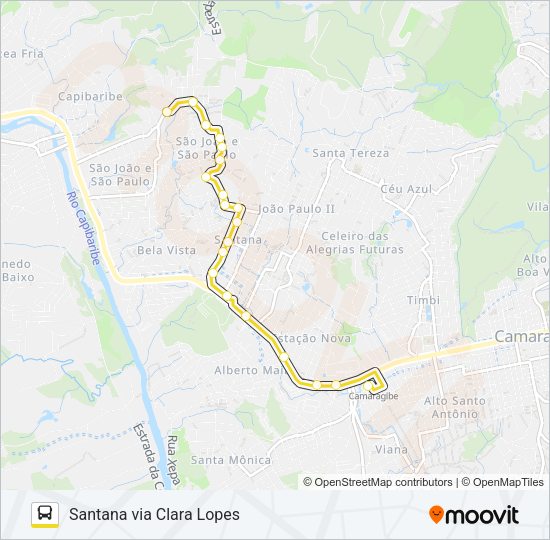 Mapa da linha 2478 SANTANA / TI CAMARAGIBE de ônibus