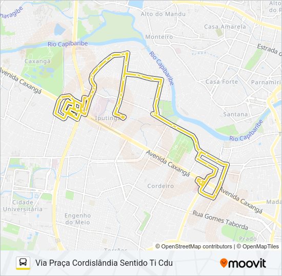 Mapa da linha 2429 TI GETÚLIO VARGAS / TI CDU de ônibus