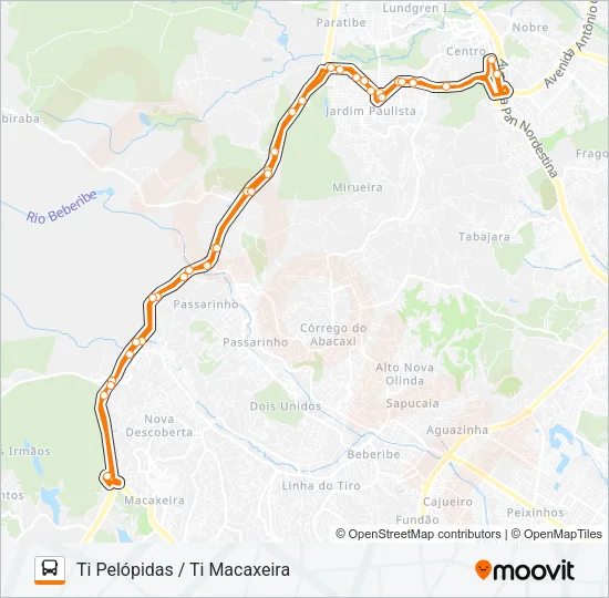 1906 TI PELÓPIDAS / TI MACAXEIRA Bus Line Map