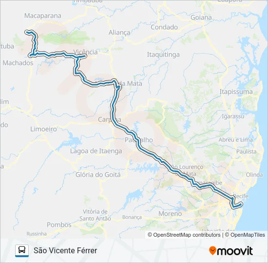 050 RECIFE - SÃO VICENTE (VIA BUENOS AIRES) Bus Line Map