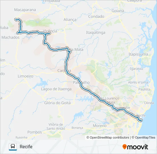 050 RECIFE - SÃO VICENTE (VIA BUENOS AIRES) Bus Line Map