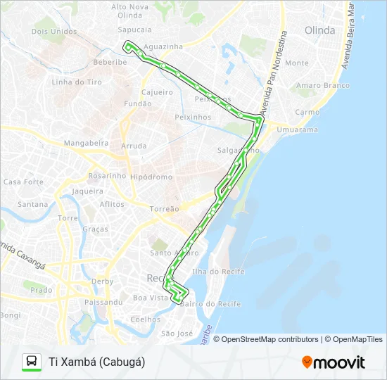 820 TI XAMBÁ (CABUGÁ) Bus Line Map