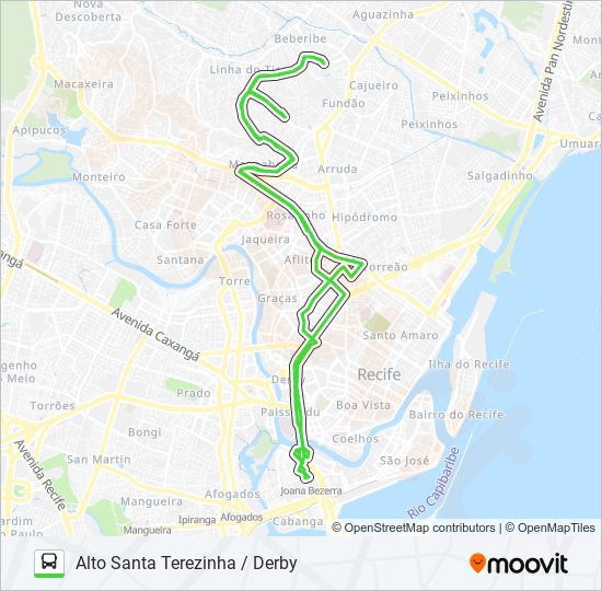 Mapa da linha 780 ALTO SANTA TEREZINHA / DERBY de ônibus
