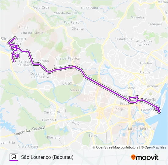 2457 SÃO LOURENÇO (BACURAU) Bus Line Map