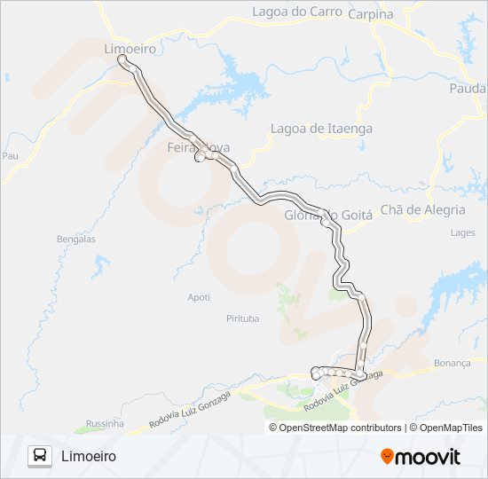 Mapa da linha 813 VITORIA - LIMOEIRO de ônibus