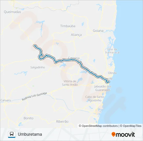 054 RECIFE - UMBURETAMA Bus Line Map