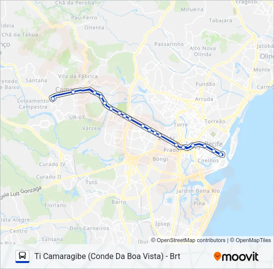 2450 TI CAMARAGIBE (CONDE DA BOA VISTA) - BRT Bus Line Map