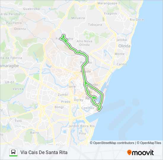 Mapa de 741 DOIS UNIDOS de autobús