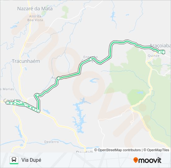 Mapa da linha C02 ARAÇOIABA - CARPINA de ônibus