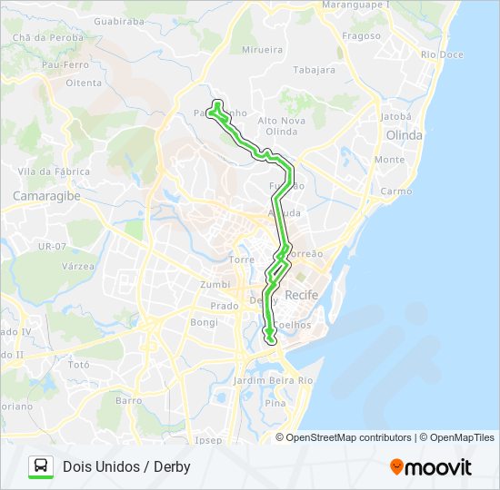 Mapa de 760 DOIS UNIDOS / DERBY de autobús