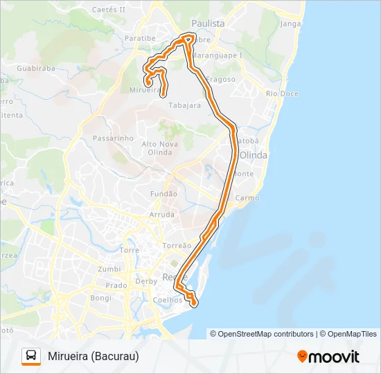 1936 MIRUEIRA (BACURAU) Bus Line Map