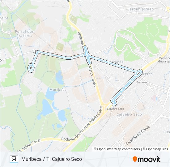 Mapa da linha 162 MURIBECA / TI CAJUEIRO SECO de ônibus