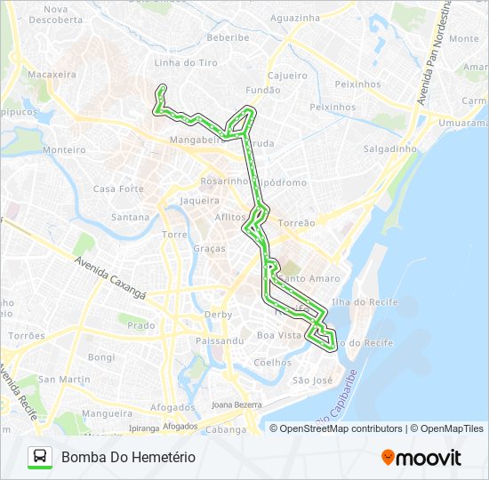 Mapa da linha 713 BOMBA DO HEMETÉRIO de ônibus