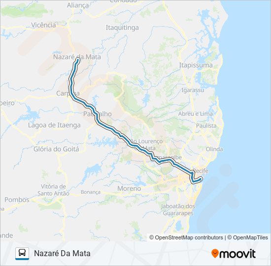 030 RECIFE - NAZARÉ DA MATA bus Line Map