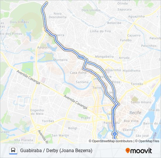 Mapa da linha 640 GUABIRABA / DERBY (JOANA BEZERRA) de ônibus