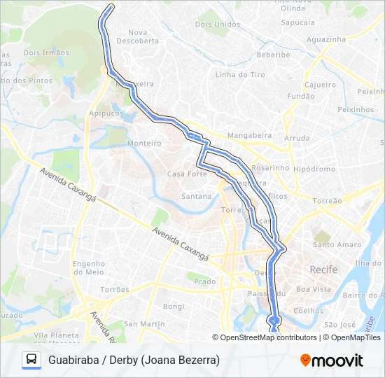 640 GUABIRABA / DERBY (JOANA BEZERRA) Bus Line Map