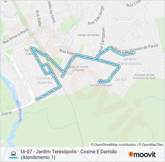 C202 UR-07 / COSME E DAMIÃO / JD.TERESÓPOLIS Bus Line Map