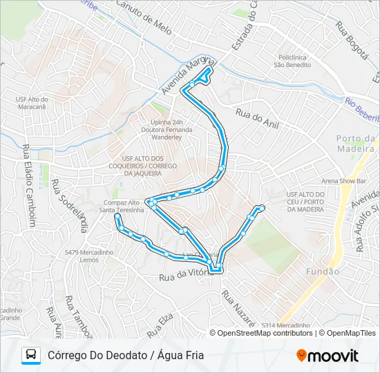 C119 CÓRREGO DO DEODATO / ÁGUA FRIA Bus Line Map
