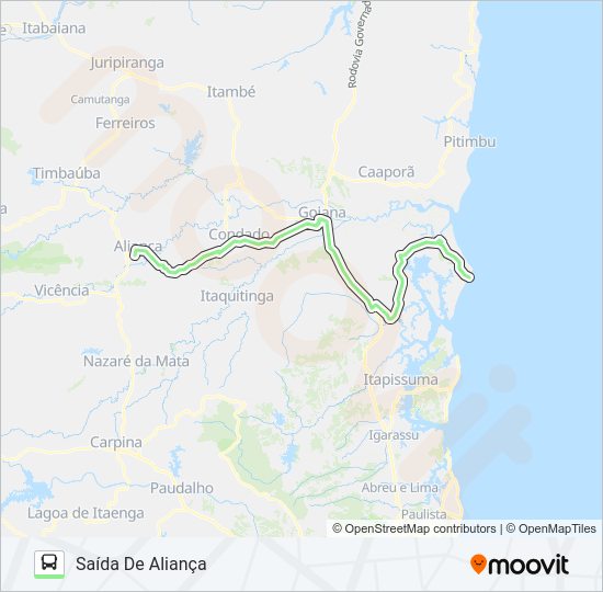 Mapa da linha 19007 GOIANA - PONTA DE PEDRAS de ônibus