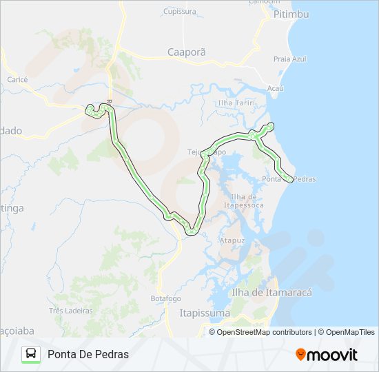 Mapa da linha 19007 GOIANA - PONTA DE PEDRAS de ônibus