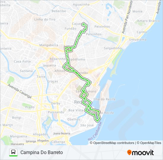 Mapa da linha 722 CAMPINA DO BARRETO de ônibus