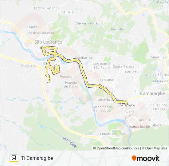 2492 PARQUE CAPIBARIBE / TI CAMARAGIBE Bus Line Map