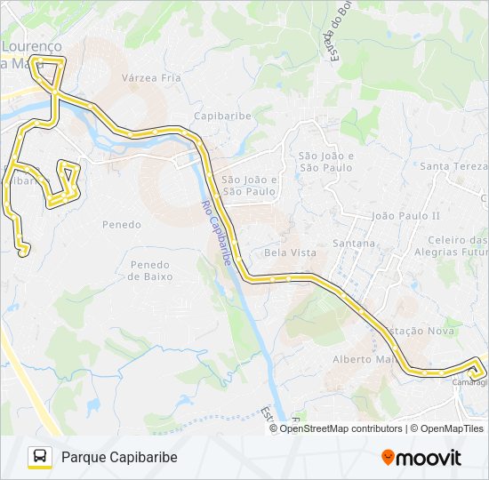 Mapa da linha 2492 PARQUE CAPIBARIBE / TI CAMARAGIBE de ônibus