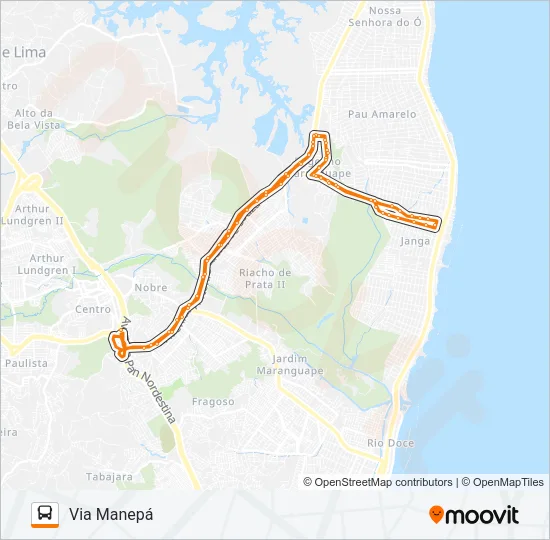 1955 ENGENHO MARANGUAPE / TI PELÓPIDAS Bus Line Map