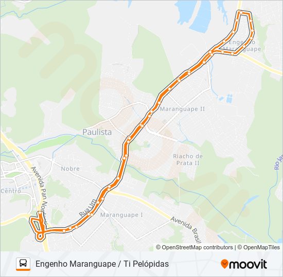 Mapa da linha 1955 ENGENHO MARANGUAPE / TI PELÓPIDAS de ônibus