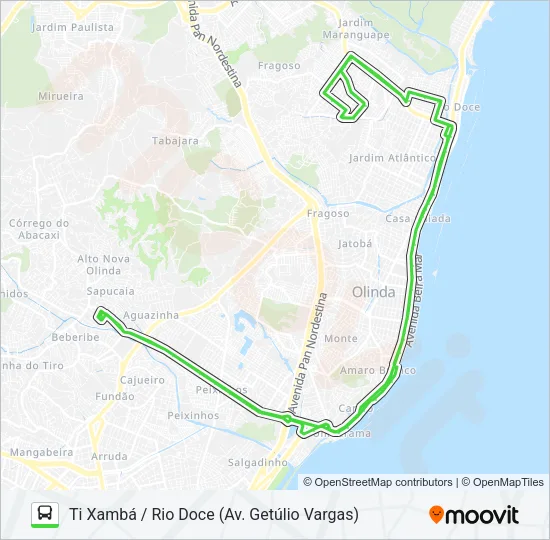 881 TI XAMBÁ / RIO DOCE (AV. GETÚLIO VARGAS) Bus Line Map