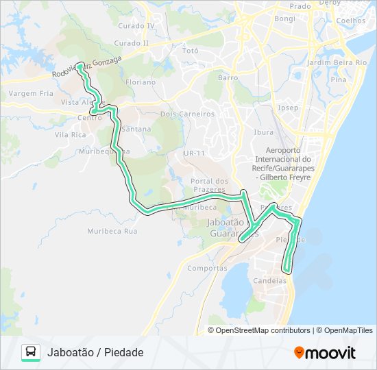 Mapa da linha J405 JABOATÃO / PIEDADE de ônibus