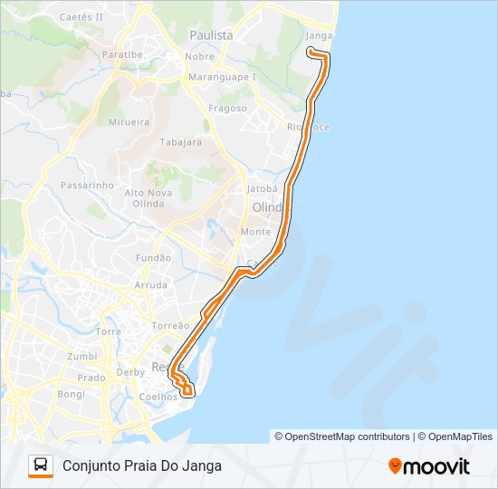 Mapa da linha 1993 CONJUNTO PRAIA DO JANGA de ônibus