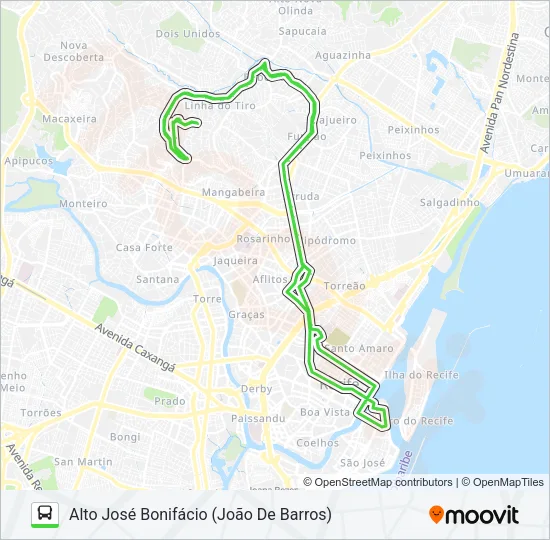 743 ALTO JOSÉ BONIFÁCIO (JOÃO DE BARROS) Bus Line Map