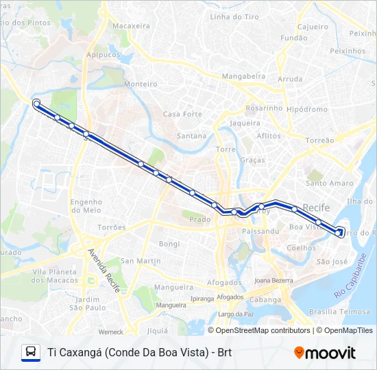 2437 TI CAXANGÁ (CONDE DA BOA VISTA) - BRT Bus Line Map