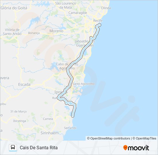 Mapa da linha 195 RECIFE / PORTO DE GALINHAS (OPCIONAL) de ônibus